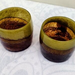 Glass Votive Candle Holder Brown Blown Glass